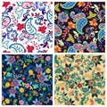 Set of traditional oriental seamless paisley pattern.Vector. Royalty Free Stock Photo