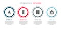 Set Traffic cone, Fire exit, Evacuation plan and Interior fireplace. Business infographic template. Vector Royalty Free Stock Photo