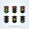 Set of traffic lights, railway. Simple vector modern icon design illustration Royalty Free Stock Photo