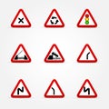 Set of traffic signs - warnings