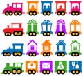 Set train - delivery services icons Royalty Free Stock Photo