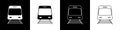 Set Train and railway icon isolated on black and white background. Public transportation symbol. Subway train transport Royalty Free Stock Photo