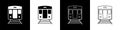 Set Train and railway icon isolated on black and white background. Public transportation symbol. Subway train transport Royalty Free Stock Photo