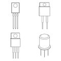 Set of Transistor outline icons. Vector illustration