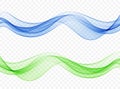 Set of transparent abstract waves in blue and green colors. Wave divide, design element. Royalty Free Stock Photo