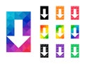 Set of Transparent arrow down pointer in colorful rectangle shape Royalty Free Stock Photo