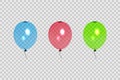 Set of transparent balloons in different colors. Isolated on transparent background. Element for the design of postcards, booklets Royalty Free Stock Photo