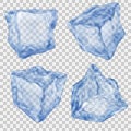 Set of transparent blue ice cube Royalty Free Stock Photo