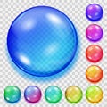 Set of transparent colored spheres with shadows