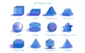 Set of transparent 3D primitives, realistic vector illustration