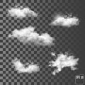 Set of transparent different clouds. Vector illustration. Royalty Free Stock Photo