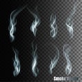 Set Of Transparent Different Smoke Royalty Free Stock Photo