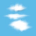 Set of transparent different vector cloud on a blue background. Royalty Free Stock Photo