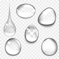 Set of transparent drops in gray colors. Transparency only in vector format. Can be used with any background. Realistic vector il Royalty Free Stock Photo