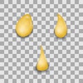 Set of transparent drops in yellow colors. ector for any background