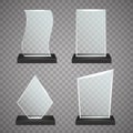 Set of transparent glass awards, vector trophy illustration