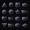 Set of transparent glass plates of different shape Royalty Free Stock Photo