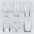 Set of transparent glasses goblets, vector icon Royalty Free Stock Photo