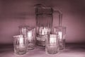 Set of transparent glassware. Pitcher and glasses.