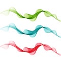 Set of transparent horizontal color waves. Abstract wave stream. Design element. Royalty Free Stock Photo