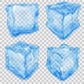 Set of transparent light blue ice cube Royalty Free Stock Photo