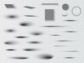 Set of transparent oval shadow with soft edges . Vector