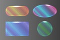 Set of transparent pearlescent banners of different shapes