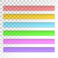 Set of transparent plastic 30 centimeter rulers in different col Royalty Free Stock Photo