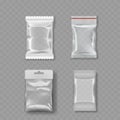 Set of Transparent Plastic Pouch Mockups .Vector Royalty Free Stock Photo