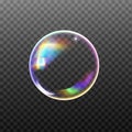 Set of transparent soap bubbles on checkered background.Reaistic colored balls.Vector texture. Royalty Free Stock Photo