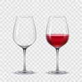 Set transparent vector wine glasses Royalty Free Stock Photo