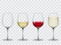 Set transparent vector wine glasses