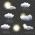 Set of transparent weather icons Royalty Free Stock Photo