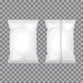 Set of transparent and white foil bag packaging for food, snack, coffee, cocoa, sweets, crackers, nuts, chips. Vector Royalty Free Stock Photo