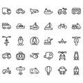 Set of Transport Related Vector Lines Icons.