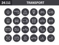 Set of Transport web icons in line style. Train, Airplane, car, bus, helicopter, bike. Vector illustration Royalty Free Stock Photo