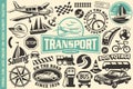 Set of transportation icons, logos and symbols Royalty Free Stock Photo