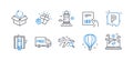 Set of Transportation icons, such as Gift, Elevator, Lighthouse. Vector
