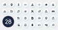 Set of Transportation icons, such as Parking, Lighthouse and Delivery service flat icons. For website design. Vector