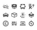 Set of Transportation icons, such as Send box, 48 hours, Flight sale. Vector