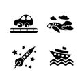 Set of transportation toys icons Royalty Free Stock Photo