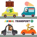 Set of transports with animals part 1 Royalty Free Stock Photo