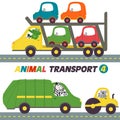 Set of transports with animals part 4 Royalty Free Stock Photo