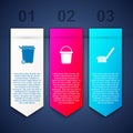 Set Trash can, Bucket and Brush for cleaning. Business infographic template. Vector