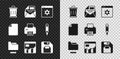Set Trash can, Mail and e-mail, Browser setting, Document folder, Graph chart infographic, Floppy disk, File document Royalty Free Stock Photo