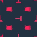 Set Trash can and Rubber plunger on seamless pattern. Vector