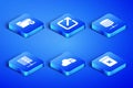 Set Trash can, Unknown directory, Cloud mail server, Server, Data, Web Hosting, Open new window and icon. Vector