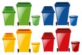 Set of trashcans in different colors