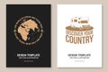 Set of travel badge, logo Travel inspiration quotes with travel motorhome, caravan car, globe silhouette. Vector Royalty Free Stock Photo