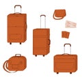 Set of travel bags. Isolated vector image